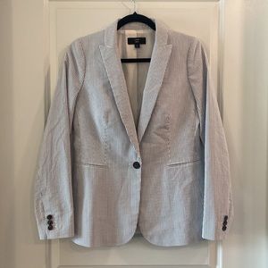 J. Crew Women’s White and Blue Striped Blazer 365